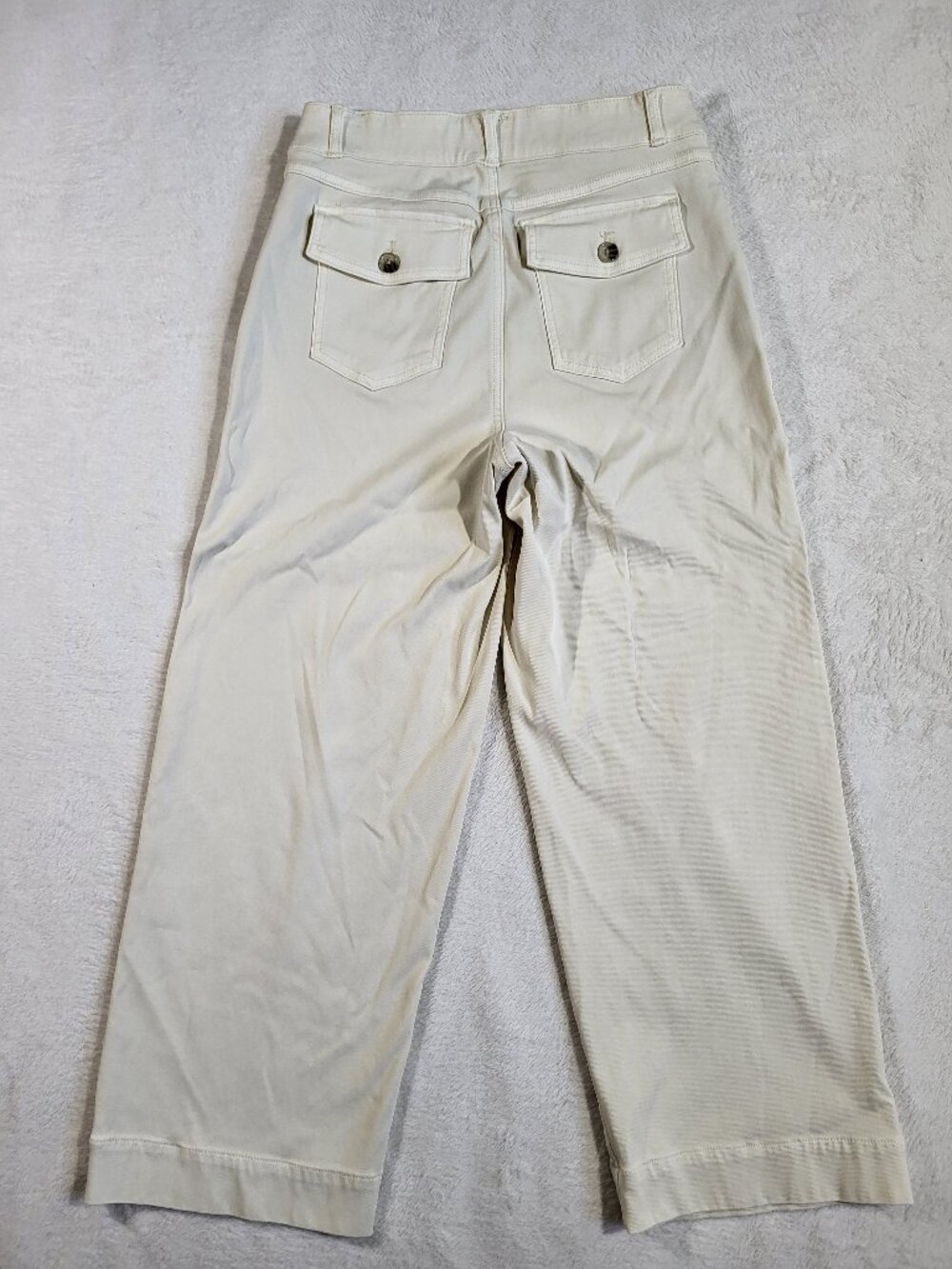 Spanx Stretch Twill Cropped Wide Leg Pants Off White size large - Picture 11 of 13